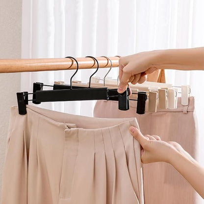 Black Adjustable Metal Hangers For Clothes (Pack of 5)