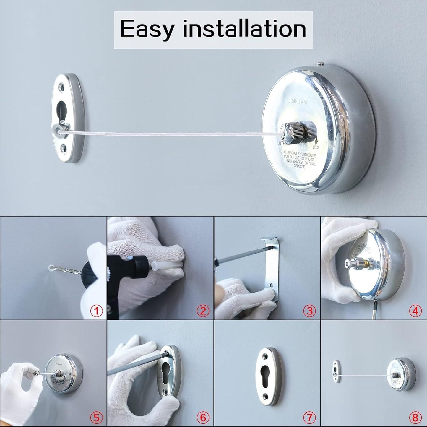 Stainless Steel Retractable Adjustable Clothesline (Pack of 1)