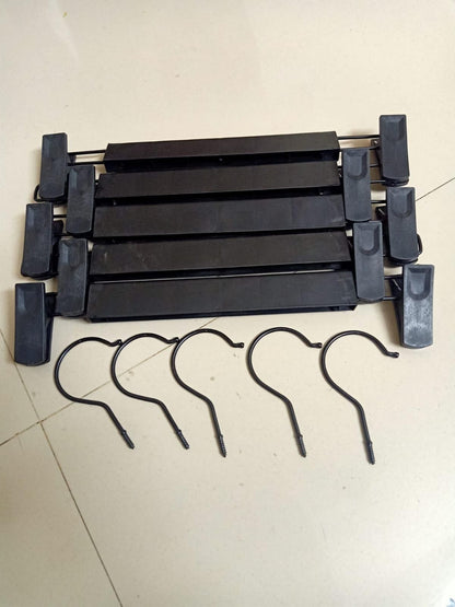 Black Adjustable Metal Hangers For Clothes (Pack of 5)